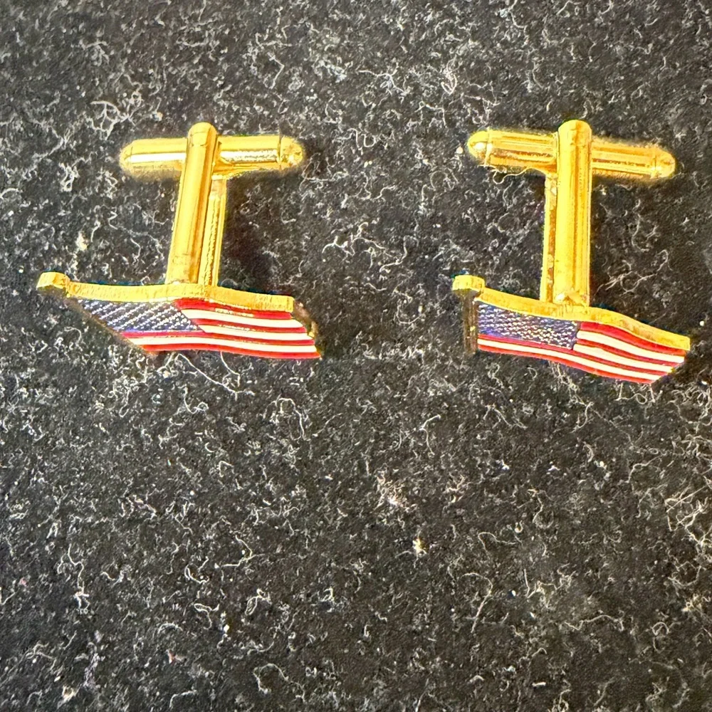 American Flag Cufflinks - Gold and Red